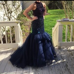 Sherri hill mermaid beaded prom gown